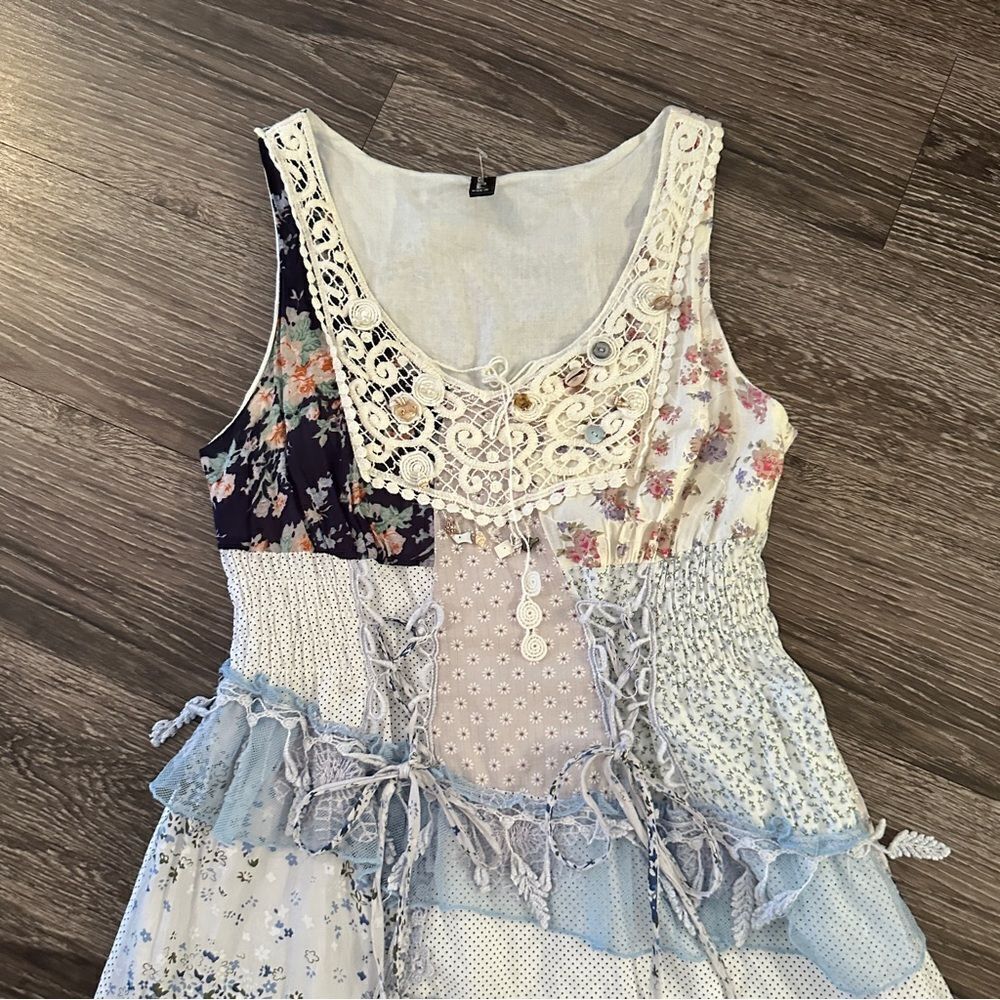 Sacred Threads Patchwork Seashell Boho Dress - image 3